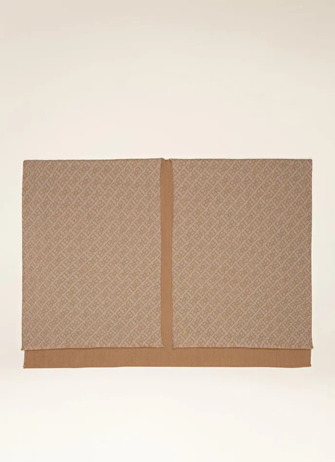 Women Bally Scarves BChain Poncho 8211 Virgin Wool Accessory In Camel and Blush Pink