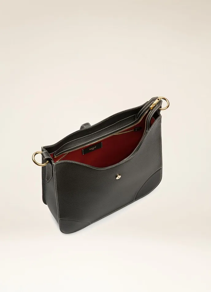 Women Bally Shoulder Bags Lavynia 8211 Leather Hobo Bag In Black