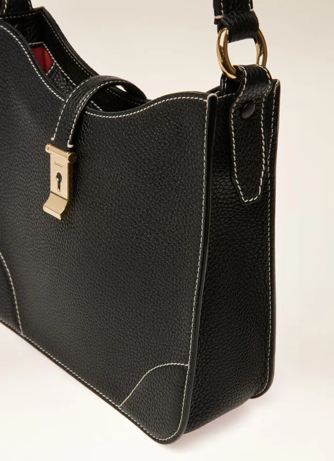 Women Bally Shoulder Bags Lavynia Small 8211 Leather Hobo Bag In Black