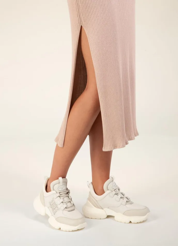 Women Bally Sneakers Claires 8211 Leather Sneakers In Dusty White and White