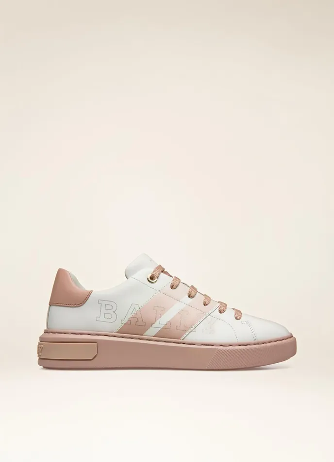 Women Bally Sneakers Myra 8211 Leather Sneakers In White and Pink