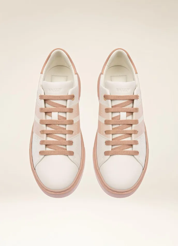 Women Bally Sneakers Myra 8211 Leather Sneakers In White and Pink