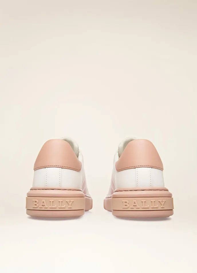 Women Bally Sneakers Myra 8211 Leather Sneakers In White and Pink