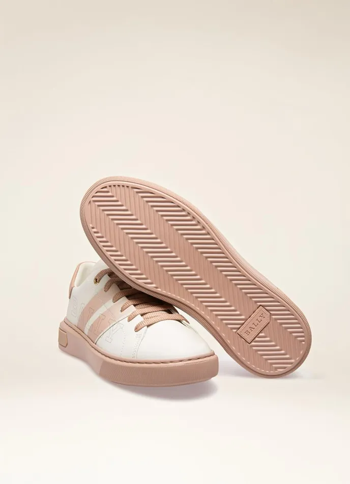 Women Bally Sneakers Myra 8211 Leather Sneakers In White and Pink