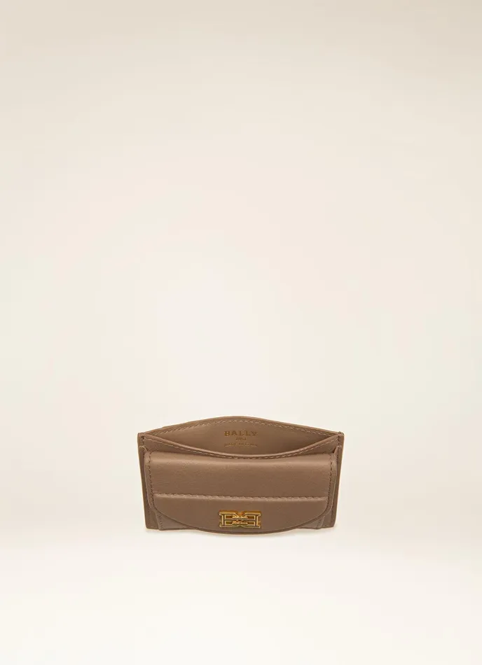 Women Bally Wallets Belky 8211 Leather Card Holder In Taupe