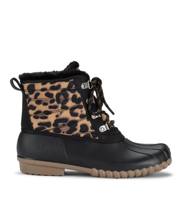Women Baretraps Booties Flynn Duck Boot Black Leopard Women Baretraps Booties Flynn Duck Boot Black Leopard