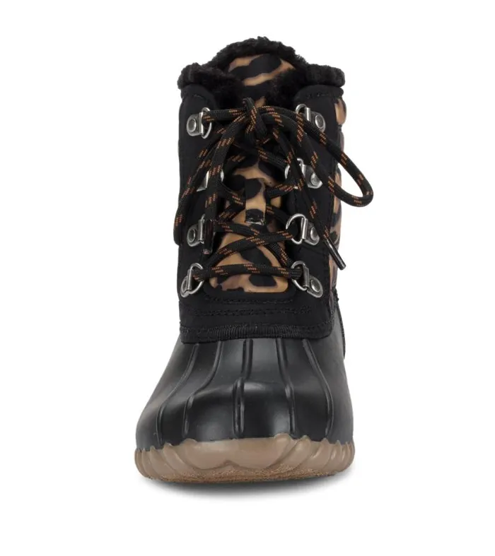 Women Baretraps Booties Flynn Duck Boot Black Leopard Women Baretraps Booties Flynn Duck Boot Black Leopard