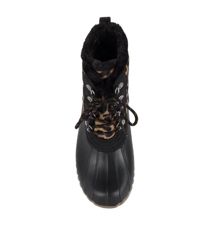 Women Baretraps Booties Flynn Duck Boot Black Leopard Women Baretraps Booties Flynn Duck Boot Black Leopard