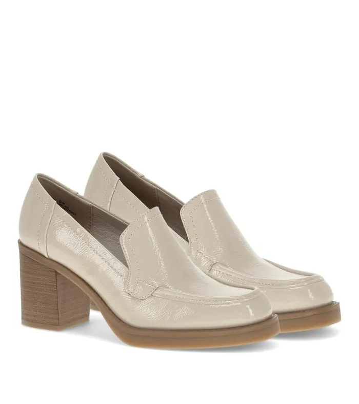 Women Baretraps Dress Shoes Gretel Block Heel Loafer Ivory Women Baretraps Dress Shoes Gretel Block Heel Loafer Ivory
