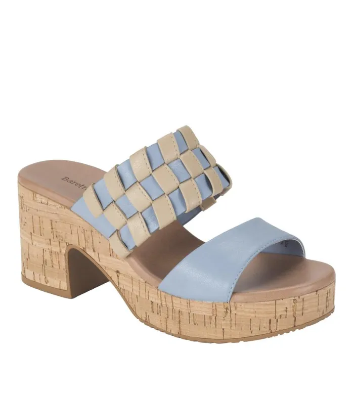 Women Baretraps Slides and Slip On Sandals Mavis Block Heel Slide Sandal Island Blue