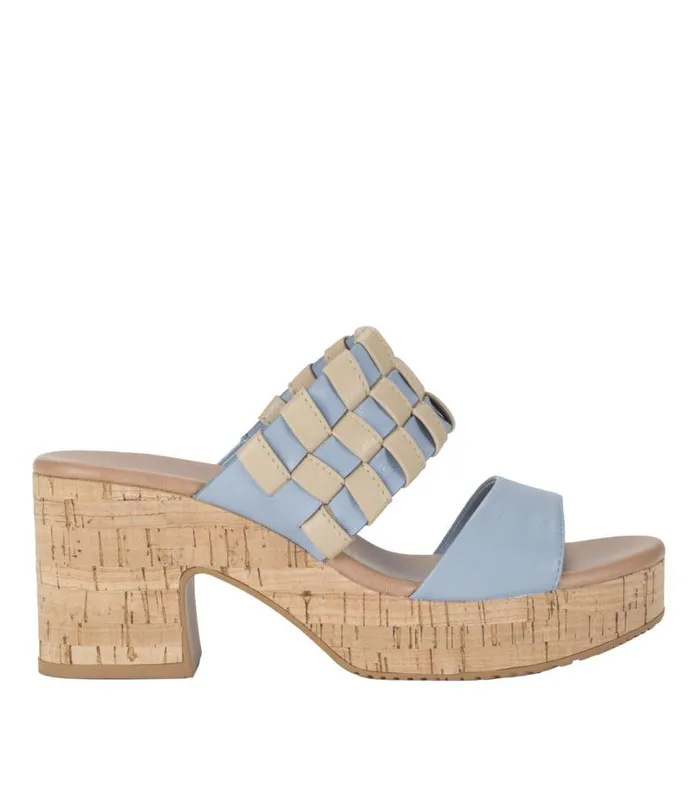 Women Baretraps Slides and Slip On Sandals Mavis Block Heel Slide Sandal Island Blue