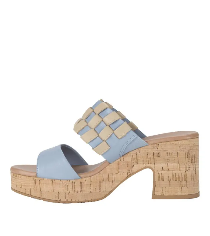 Women Baretraps Slides and Slip On Sandals Mavis Block Heel Slide Sandal Island Blue