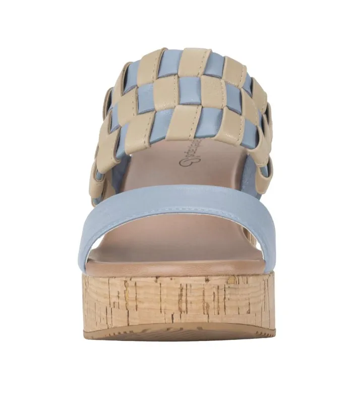 Women Baretraps Slides and Slip On Sandals Mavis Block Heel Slide Sandal Island Blue