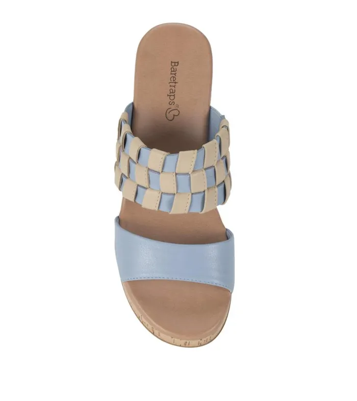 Women Baretraps Slides and Slip On Sandals Mavis Block Heel Slide Sandal Island Blue