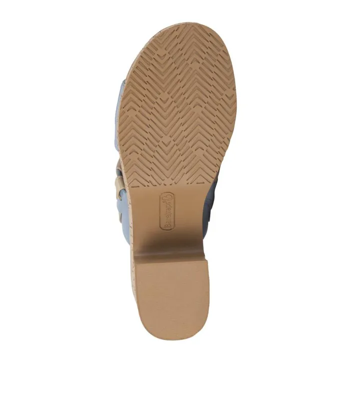 Women Baretraps Slides and Slip On Sandals Mavis Block Heel Slide Sandal Island Blue