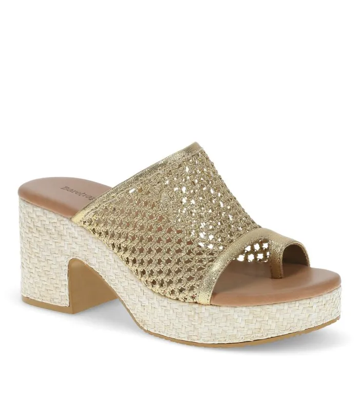 Women Baretraps Slides and Slip On Sandals Michaela Block Heel Sandal Old Gold
