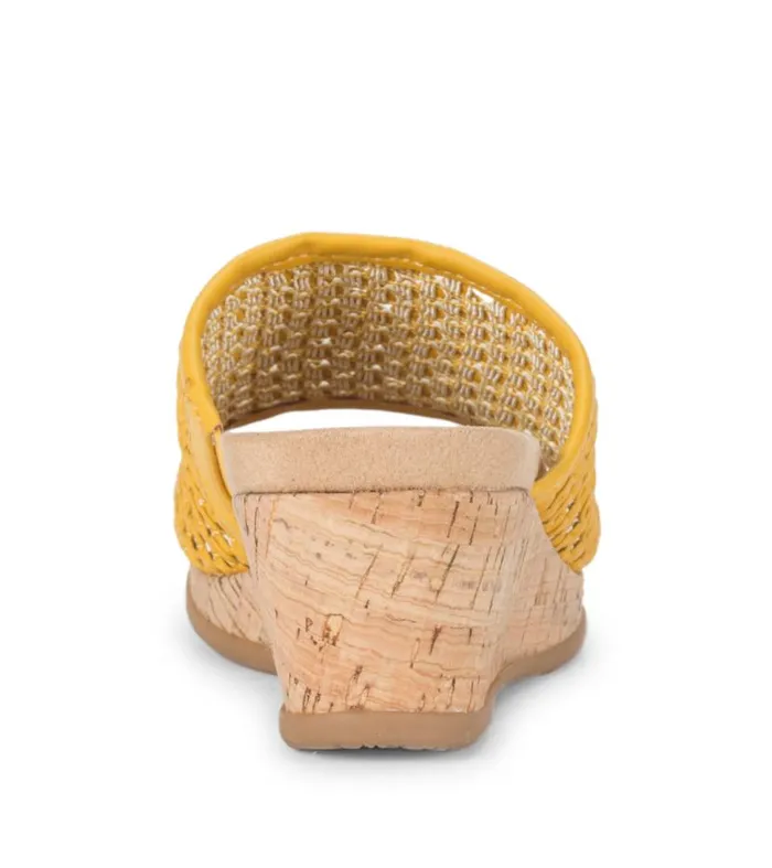 Women Baretraps Wedge Sandals Flossey Wedge Slide Sandal Mellow Yellow Women Baretraps Wedge Sandals Flossey Wedge Slide Sandal Mellow Yellow