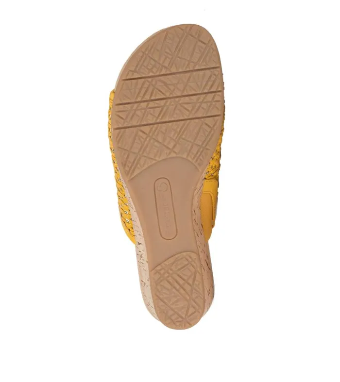 Women Baretraps Wedge Sandals Flossey Wedge Slide Sandal Mellow Yellow Women Baretraps Wedge Sandals Flossey Wedge Slide Sandal Mellow Yellow