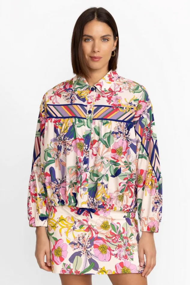 Women BEE ACTIVE RUCHED JACKET Aldrich Scarf Print Johnny Was Active