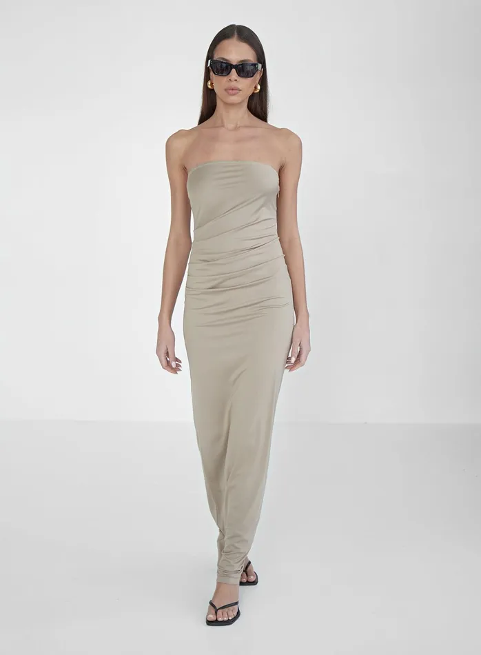 Women Beige Slinky Bandeau Mixaxi Dress Andi 4th and Reckless Dresses