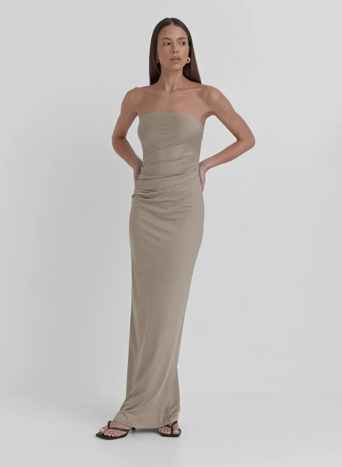 Women Beige Slinky Bandeau Mixaxi Dress Andi 4th and Reckless Dresses