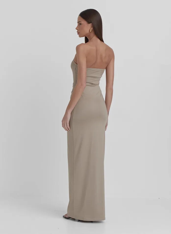 Women Beige Slinky Bandeau Mixaxi Dress Andi 4th and Reckless Dresses