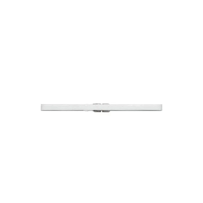 Women Belts Balenciaga Bb Hourglass Thin Belt Crocodile Embossed With Rhinestones In Optic White