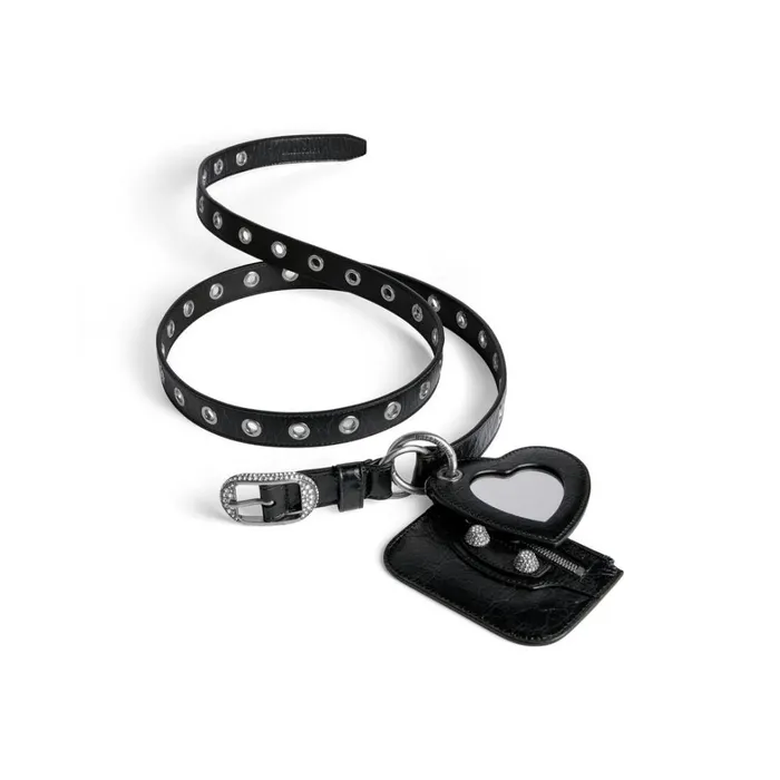 Women Belts Balenciaga Le Cagole Charms Belt With Rhinestones In Black