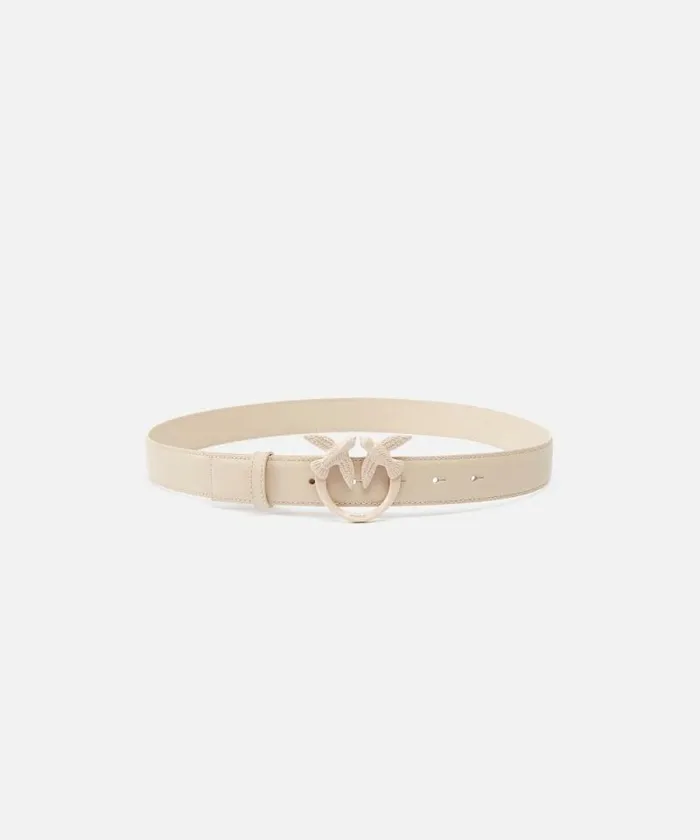 Women Belts Pinko Belt With Colored Buckle 3cm Beigesmoke Grey Colour Block