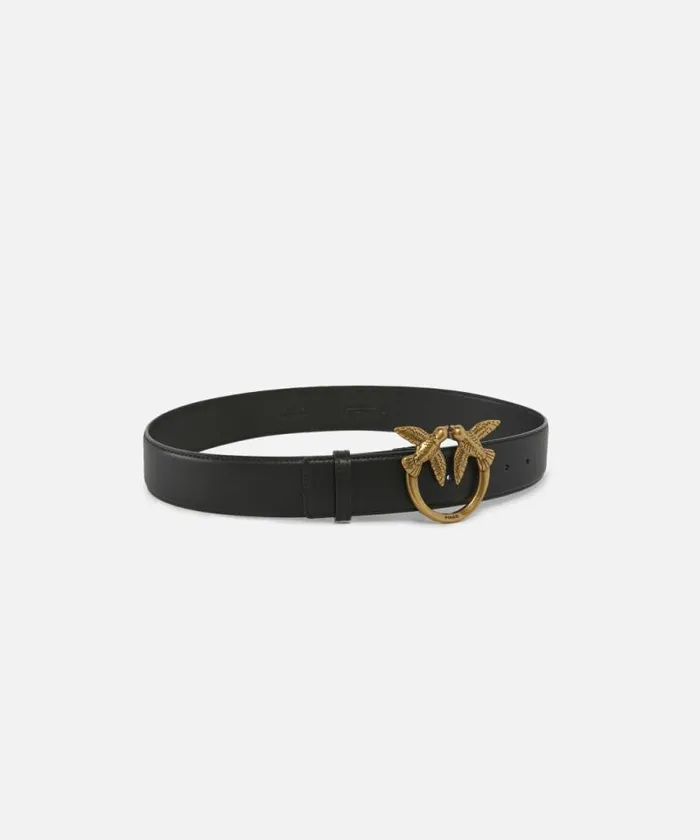 Women Belts Pinko Love Birds High Leather Belt 4cm Blackantique Gold Women Belts Pinko Love Birds High Leather Belt 4cm Blackantique Gold