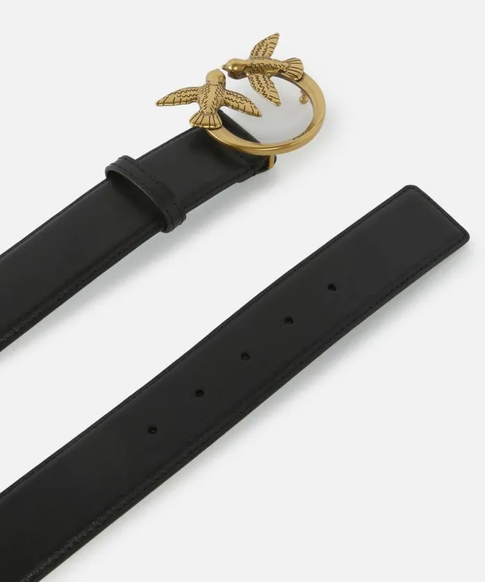 Women Belts Pinko Love Birds High Leather Belt 4cm Blackantique Gold Women Belts Pinko Love Birds High Leather Belt 4cm Blackantique Gold