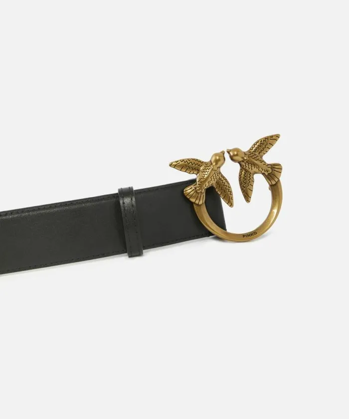 Women Belts Pinko Love Birds High Leather Belt 4cm Blackantique Gold Women Belts Pinko Love Birds High Leather Belt 4cm Blackantique Gold