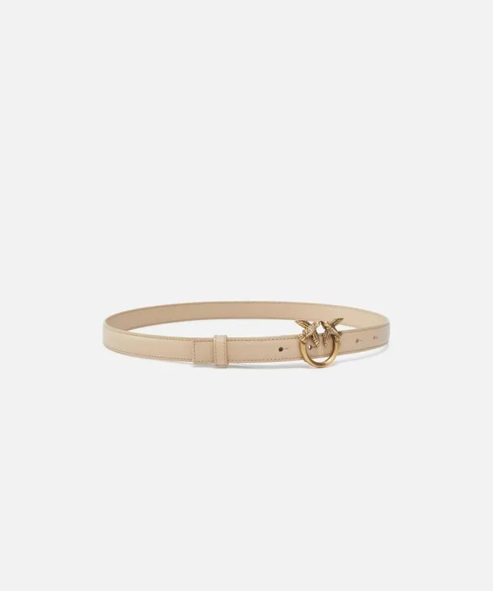 Women Belts Pinko Love Birds Thin Leather Belt 2cm Sandantique Gold Women Belts Pinko Love Birds Thin Leather Belt 2cm Sandantique Gold