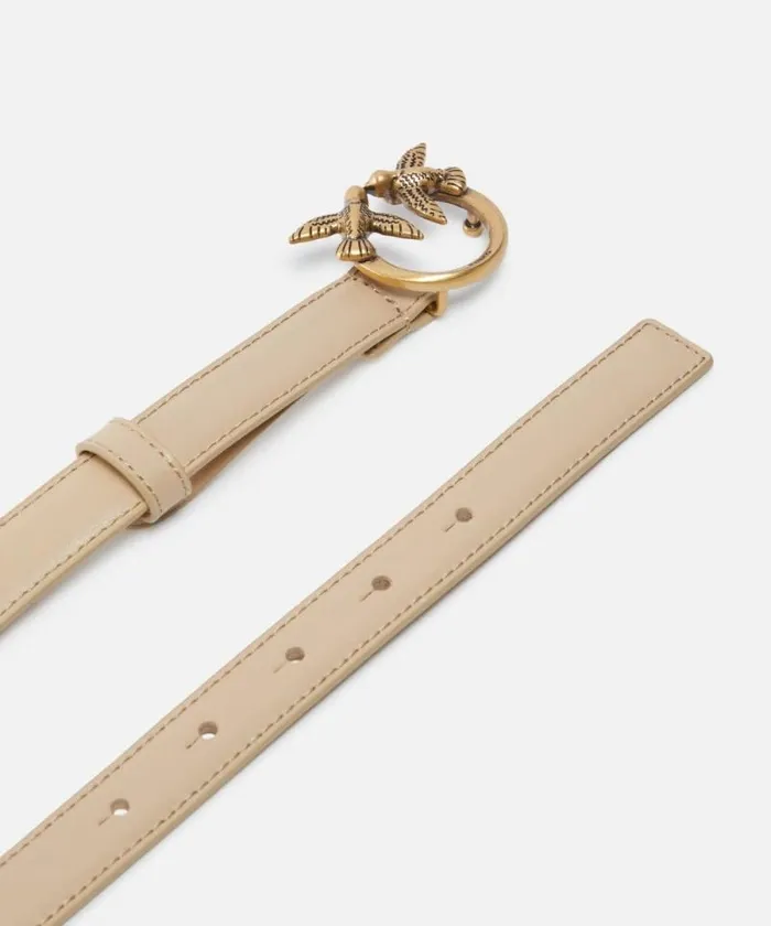 Women Belts Pinko Love Birds Thin Leather Belt 2cm Sandantique Gold Women Belts Pinko Love Birds Thin Leather Belt 2cm Sandantique Gold