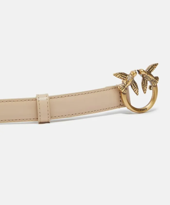Women Belts Pinko Love Birds Thin Leather Belt 2cm Sandantique Gold Women Belts Pinko Love Birds Thin Leather Belt 2cm Sandantique Gold