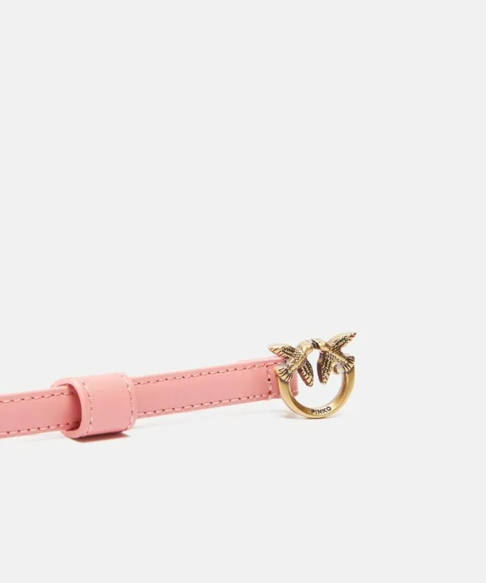 Women Belts Pinko Thin Belt With Love Birds Buckle 1cm Peach Flowerantiquegold Women Belts Pinko Thin Belt With Love Birds Buckle 1cm Peach Flowerantiquegold