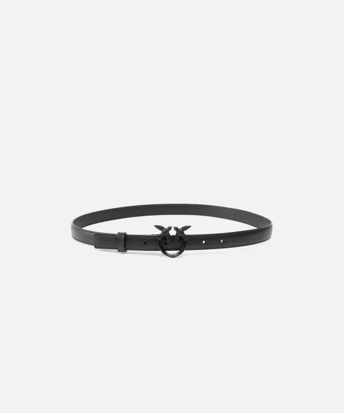 Women Belts Pinko Thin Colourblock Love Birds Leather Belt 2cm Limo Black Block Colour