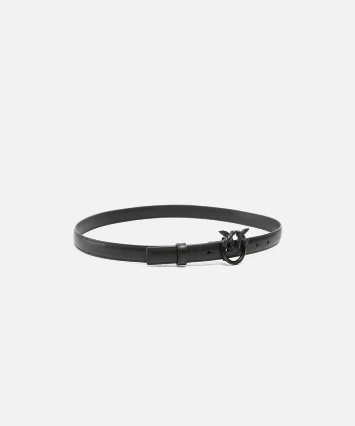 Women Belts Pinko Thin Colourblock Love Birds Leather Belt 2cm Limo Black Block Colour Women Belts Pinko Thin Colourblock Love Birds Leather Belt 2cm Limo Black Block Colour