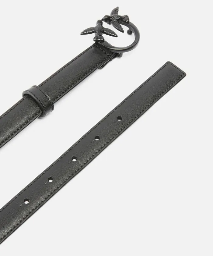 Women Belts Pinko Thin Colourblock Love Birds Leather Belt 2cm Limo Black Block Colour Women Belts Pinko Thin Colourblock Love Birds Leather Belt 2cm Limo Black Block Colour