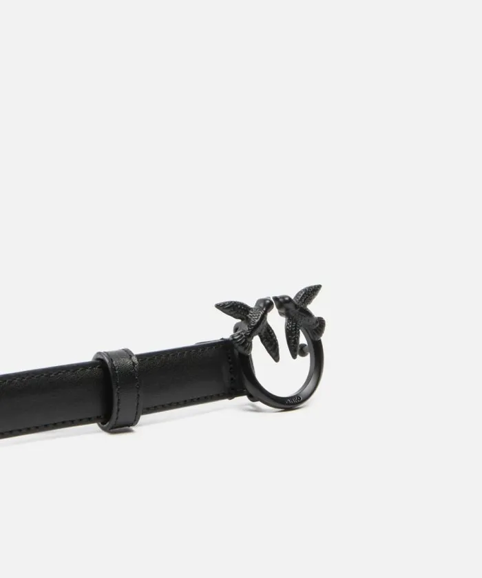 Women Belts Pinko Thin Colourblock Love Birds Leather Belt 2cm Limo Black Block Colour Women Belts Pinko Thin Colourblock Love Birds Leather Belt 2cm Limo Black Block Colour