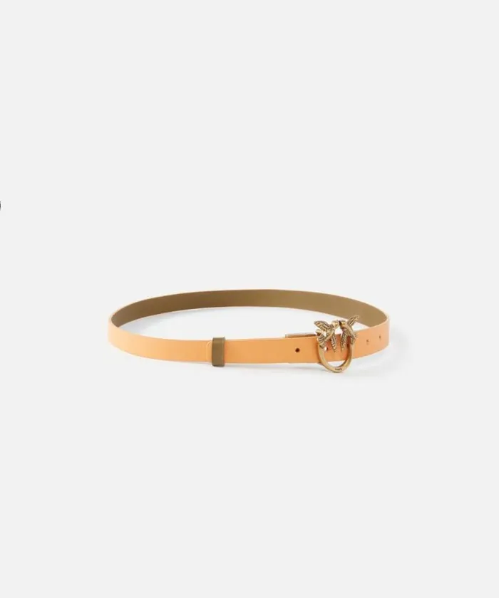 Women Belts Pinko Thin Doubleface Leather Belt With Buckle 2cm Army Greenorangeantiquegold Women Belts Pinko Thin Doubleface Leather Belt With Buckle 2cm Army Greenorangeantiquegold
