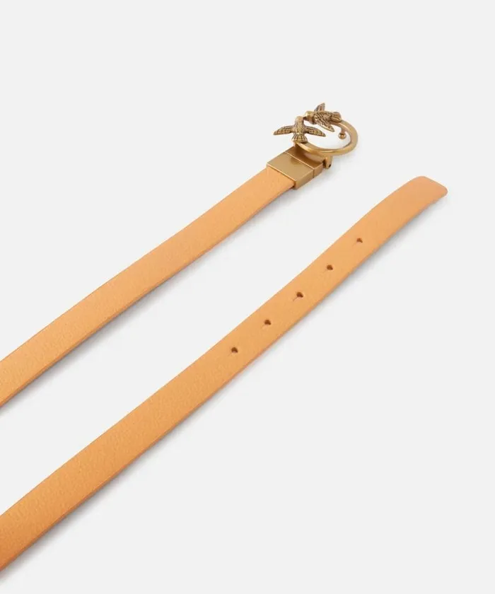 Women Belts Pinko Thin Doubleface Leather Belt With Buckle 2cm Army Greenorangeantiquegold Women Belts Pinko Thin Doubleface Leather Belt With Buckle 2cm Army Greenorangeantiquegold