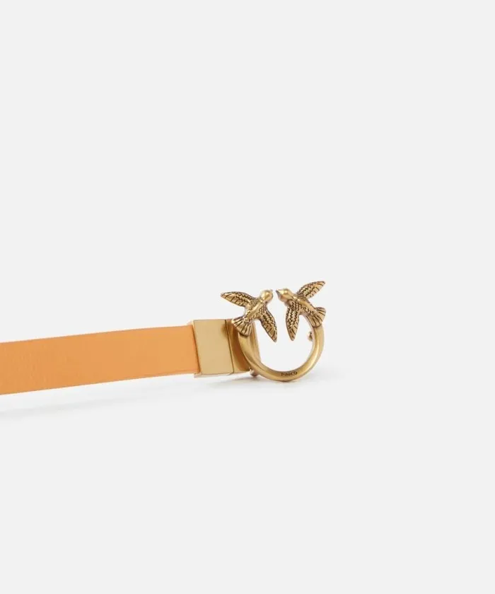 Women Belts Pinko Thin Doubleface Leather Belt With Buckle 2cm Army Greenorangeantiquegold Women Belts Pinko Thin Doubleface Leather Belt With Buckle 2cm Army Greenorangeantiquegold
