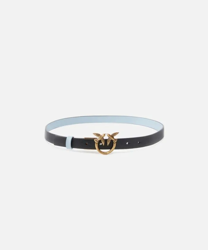 Women Belts Pinko Thin Doubleface Leather Belt With Buckle 2cm Blacklight Blueantique Gold Women Belts Pinko Thin Doubleface Leather Belt With Buckle 2cm Blacklight Blueantique Gold