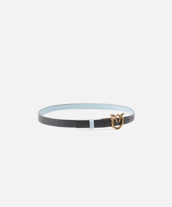 Women Belts Pinko Thin Doubleface Leather Belt With Buckle 2cm Blacklight Blueantique Gold Women Belts Pinko Thin Doubleface Leather Belt With Buckle 2cm Blacklight Blueantique Gold