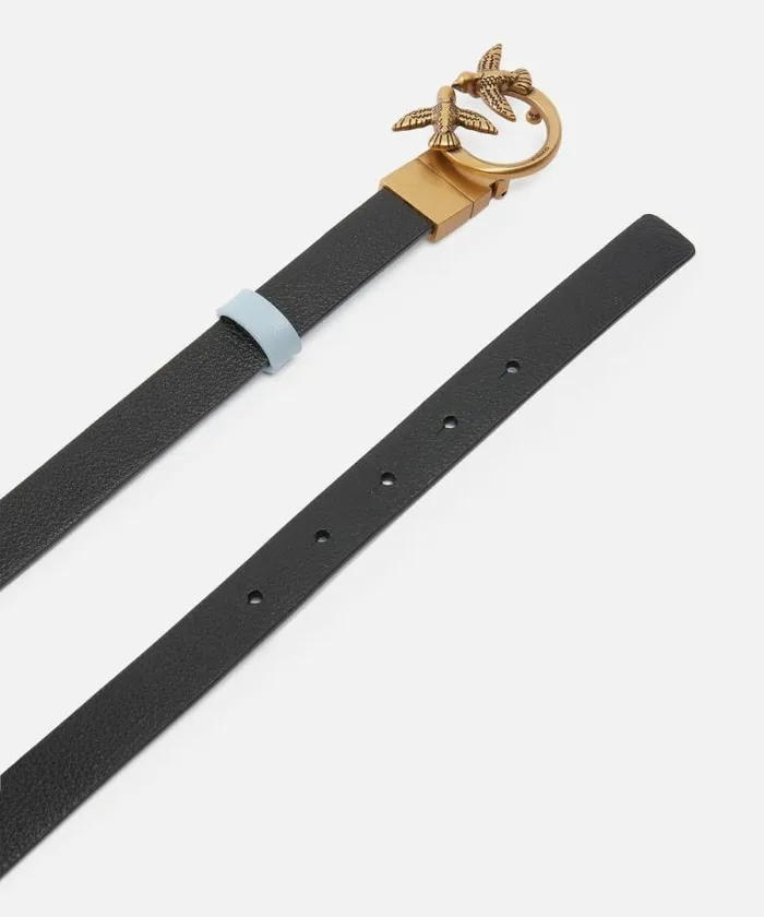Women Belts Pinko Thin Doubleface Leather Belt With Buckle 2cm Blacklight Blueantique Gold Women Belts Pinko Thin Doubleface Leather Belt With Buckle 2cm Blacklight Blueantique Gold