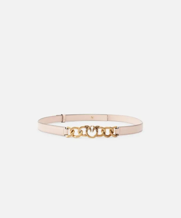 Women Belts Pinko Thin Leather 2 Cm Belt With Chain Dusty Pinkblackantiquegold Women Belts Pinko Thin Leather 2 Cm Belt With Chain Dusty Pinkblackantiquegold