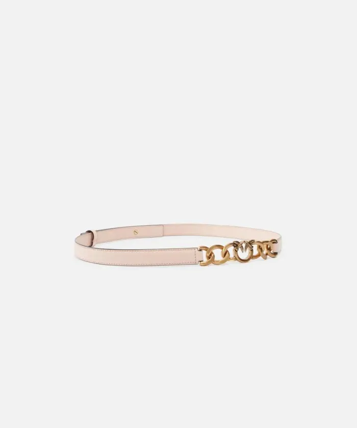 Women Belts Pinko Thin Leather 2 Cm Belt With Chain Dusty Pinkblackantiquegold Women Belts Pinko Thin Leather 2 Cm Belt With Chain Dusty Pinkblackantiquegold