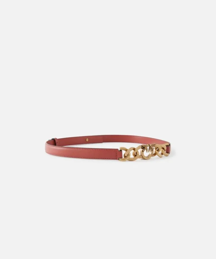 Women Belts Pinko Thin Leather 2 Cm Belt With Chain Redblackantiquegold Women Belts Pinko Thin Leather 2 Cm Belt With Chain Redblackantiquegold