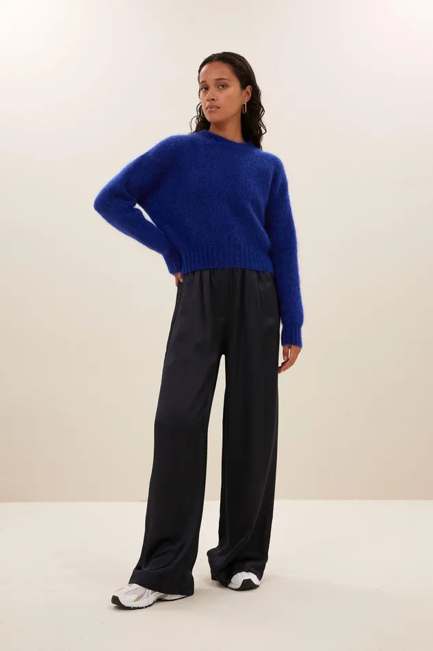 Women Benji Satin Pants Midnight Bybar Trousers